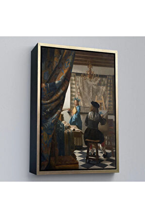 Ahşap Çerçeveli Johannes Vermeer - Resim Çizme Tablosu-7422