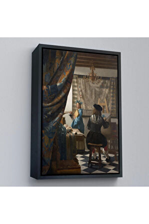 Ahşap Çerçeveli Johannes Vermeer - Resim Çizme Tablosu-7422