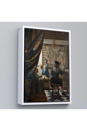 Ahşap Çerçeveli Johannes Vermeer - Resim Çizme Tablosu-7422