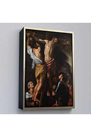 Ahşap Çerçeveli Caravaggio - Aziz Andrew'Un Çarmıha Gerilmesi Tablo - The Crucifixion Of Saint Andrew-7424