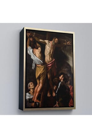 Ahşap Çerçeveli Caravaggio - Aziz Andrew'Un Çarmıha Gerilmesi Tablo - The Crucifixion Of Saint Andrew-7424