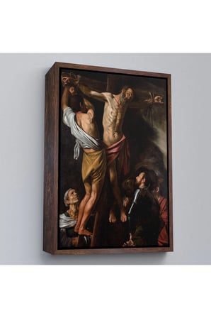 Ahşap Çerçeveli Caravaggio - Aziz Andrew'Un Çarmıha Gerilmesi Tablo - The Crucifixion Of Saint Andrew-7424