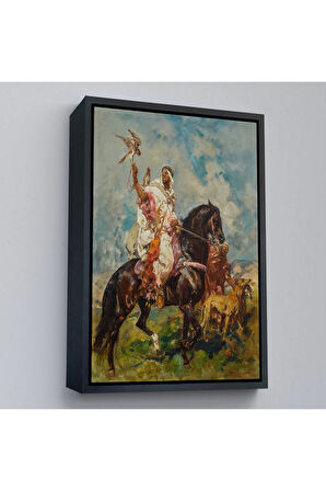 Ahşap Çerçeveli Henri Emilien Rousseau - Şahin Avcısı Tablo - The Falconer-7428