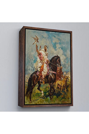 Ahşap Çerçeveli Henri Emilien Rousseau - Şahin Avcısı Tablo - The Falconer-7428