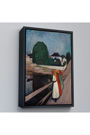Ahşap Çerçeveli Edvard Munch - Köprüdeki Kızlar Tablo - The Girls On The Bridge-7429