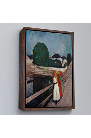 Ahşap Çerçeveli Edvard Munch - Köprüdeki Kızlar Tablo - The Girls On The Bridge-7429