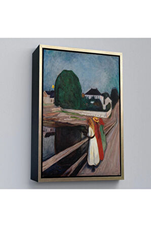 Ahşap Çerçeveli Edvard Munch - Köprüdeki Kızlar Tablo - The Girls On The Bridge-7429
