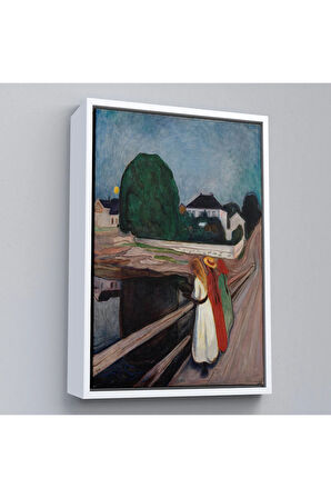 Ahşap Çerçeveli Edvard Munch - Köprüdeki Kızlar Tablo - The Girls On The Bridge-7429