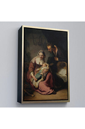 Ahşap Çerçeveli Rembrandt - Kutsal Aile Tablo - The Holy Family-7431