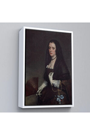 Ahşap Çerçeveli Diego Velázquez - Hayranlı Kadın Tablo - The Lady With A Fan-7433