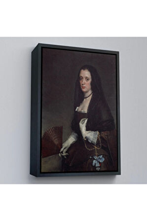 Ahşap Çerçeveli Diego Velázquez - Hayranlı Kadın Tablo - The Lady With A Fan-7433