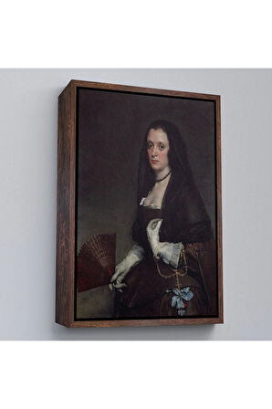 Ahşap Çerçeveli Diego Velázquez - Hayranlı Kadın Tablo - The Lady With A Fan-7433