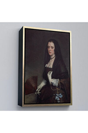Ahşap Çerçeveli Diego Velázquez - Hayranlı Kadın Tablo - The Lady With A Fan-7433