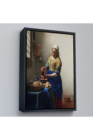 Ahşap Çerçeveli Johannes Vermeer - Sütçü Kız Tablo - The Milkmaid-7434