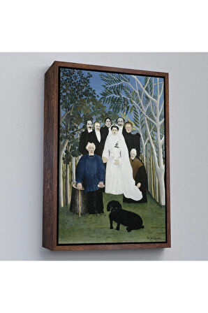 Ahşap Çerçeveli Henri Emilien Rousseau - Düğün Partisi Tablosu - The Wedding Party-7436