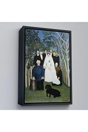 Ahşap Çerçeveli Henri Emilien Rousseau - Düğün Partisi Tablosu - The Wedding Party-7436