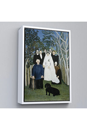 Ahşap Çerçeveli Henri Emilien Rousseau - Düğün Partisi Tablosu - The Wedding Party-7436