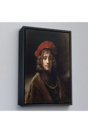 Ahşap Çerçeveli Rembrandt - Sanatçının Oğlu Titus Tablo -Titus, The Artist'S Son-7438