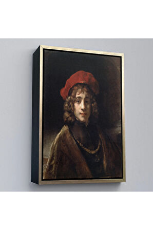 Ahşap Çerçeveli Rembrandt - Sanatçının Oğlu Titus Tablo -Titus, The Artist'S Son-7438