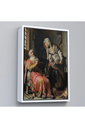Ahşap Çerçeveli Rembrandt - Tobit Ve Anna Çocuk İle Birlikte Tablo-7439
