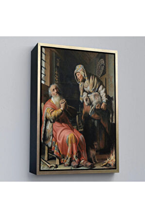 Ahşap Çerçeveli Rembrandt - Tobit Ve Anna Çocuk İle Birlikte Tablo-7439