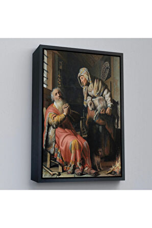 Ahşap Çerçeveli Rembrandt - Tobit Ve Anna Çocuk İle Birlikte Tablo-7439