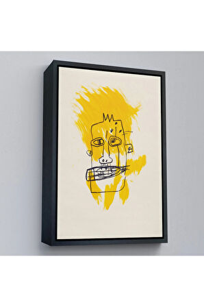 Ahşap Çerçeveli Jean-Michel Basquiat - Sarı Saçlı İsimsiz Tablo-7440