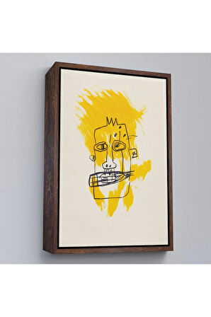 Ahşap Çerçeveli Jean-Michel Basquiat - Sarı Saçlı İsimsiz Tablo-7440