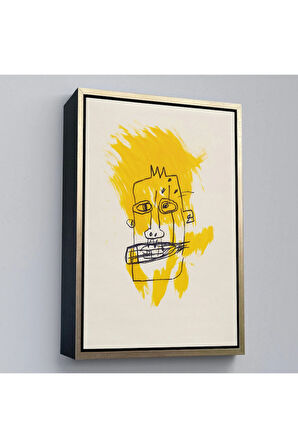 Ahşap Çerçeveli Jean-Michel Basquiat - Sarı Saçlı İsimsiz Tablo-7440