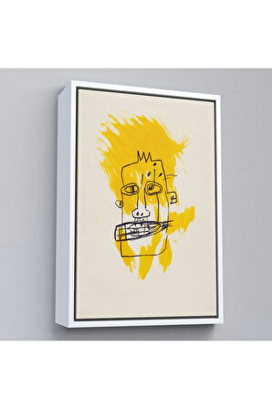 Ahşap Çerçeveli Jean-Michel Basquiat - Sarı Saçlı İsimsiz Tablo-7440
