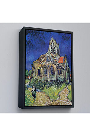Ahşap Çerçeveli Vincent Van Gogh Auvers'Deki Kilise Tablosu-7445