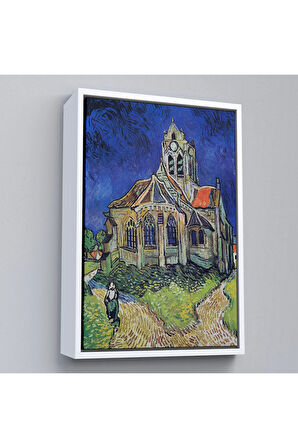 Ahşap Çerçeveli Vincent Van Gogh Auvers'Deki Kilise Tablosu-7445