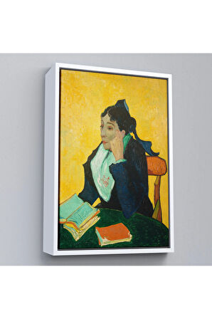 Ahşap Çerçeveli Vincent Van Gogh - Kitaplarla Madame Ginoux Tablosu-7448