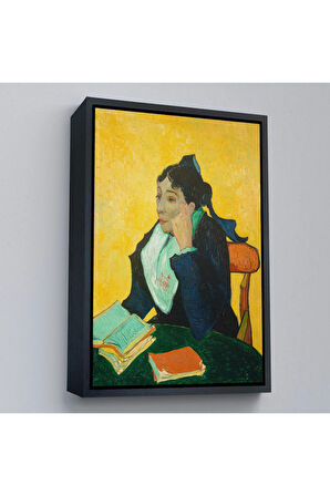 Ahşap Çerçeveli Vincent Van Gogh - Kitaplarla Madame Ginoux Tablosu-7448