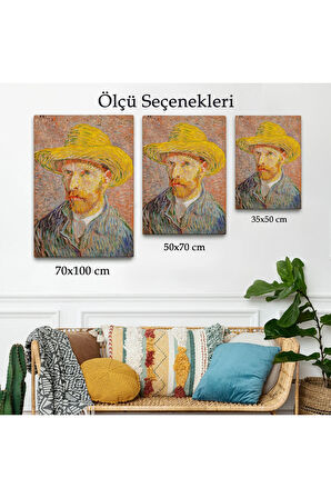 Vincent Van Gogh - Hasır Şapkalı Otoportre Tablosu-7449