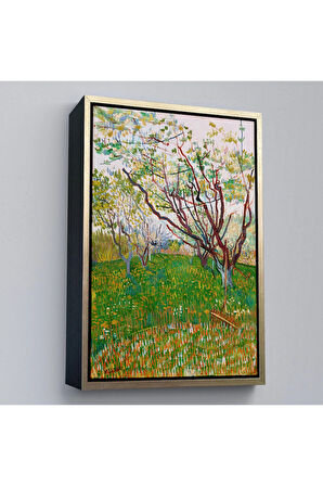 Ahşap Çerçeveli Vincent Van Gogh - Meyve Çiçekleri Tablosu-7450