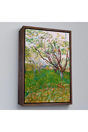 Ahşap Çerçeveli Vincent Van Gogh - Meyve Çiçekleri Tablosu-7450