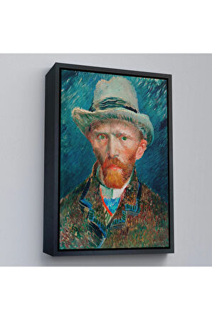 Ahşap Çerçeveli Vincent Van Gogh - Hasır Şapkalı Otoportre Tablosu-7452