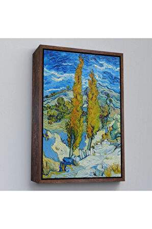 Ahşap Çerçeveli Vincent Van Gogh -Saint-Rémy Yakınlarındaki Alpilles'De İki Kavak Tablo-7455
