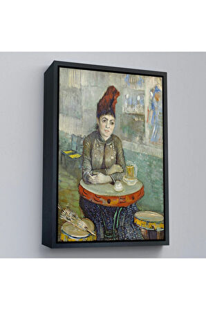 Ahşap Çerçeveli Vincent Van Gogh - Kafede - Le Tambourin'Deki Agostina Segatori Tablo-7458