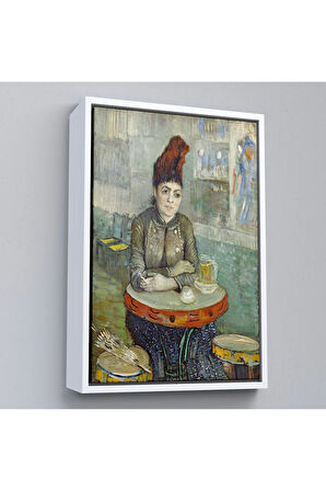 Ahşap Çerçeveli Vincent Van Gogh - Kafede - Le Tambourin'Deki Agostina Segatori Tablo-7458
