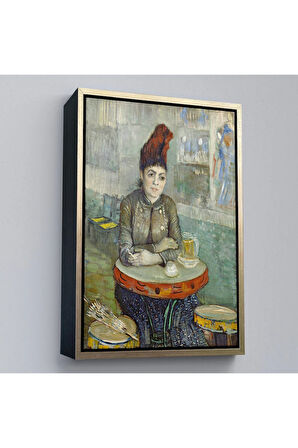 Ahşap Çerçeveli Vincent Van Gogh - Kafede - Le Tambourin'Deki Agostina Segatori Tablo-7458