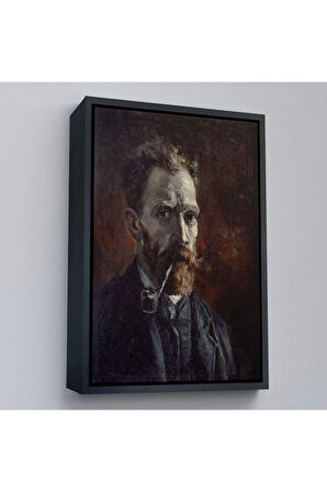 Ahşap Çerçeveli Vincent Van Gogh - Pipolu Portre Tablo-7461