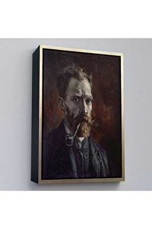 Ahşap Çerçeveli Vincent Van Gogh - Pipolu Portre Tablo-7461