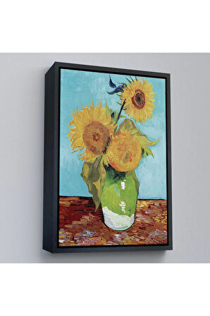 Ahşap Çerçeveli Vincent Van Gogh - Ayçiçekleri Tablo-7464