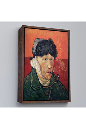 Ahşap Çerçeveli Vincent Van Gogh - Kulakları Bandajlı Portre Tablo-7470