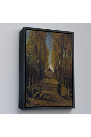 Ahşap Çerçeveli Vincent Van Gogh - Sonbaharda Kavaklı Yol Tablo - Avenue Of Poplars İn Autumn-7473