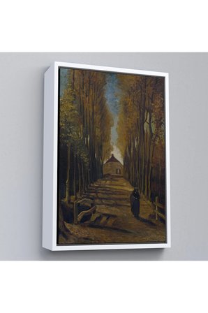 Ahşap Çerçeveli Vincent Van Gogh - Sonbaharda Kavaklı Yol Tablo - Avenue Of Poplars İn Autumn-7473