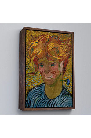 Ahşap Çerçeveli Vincent Van Gogh - Mavi Kantaronlu Delikanlı Tablo - Young St. John'S Wort-7477