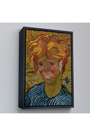 Ahşap Çerçeveli Vincent Van Gogh - Mavi Kantaronlu Delikanlı Tablo - Young St. John'S Wort-7477